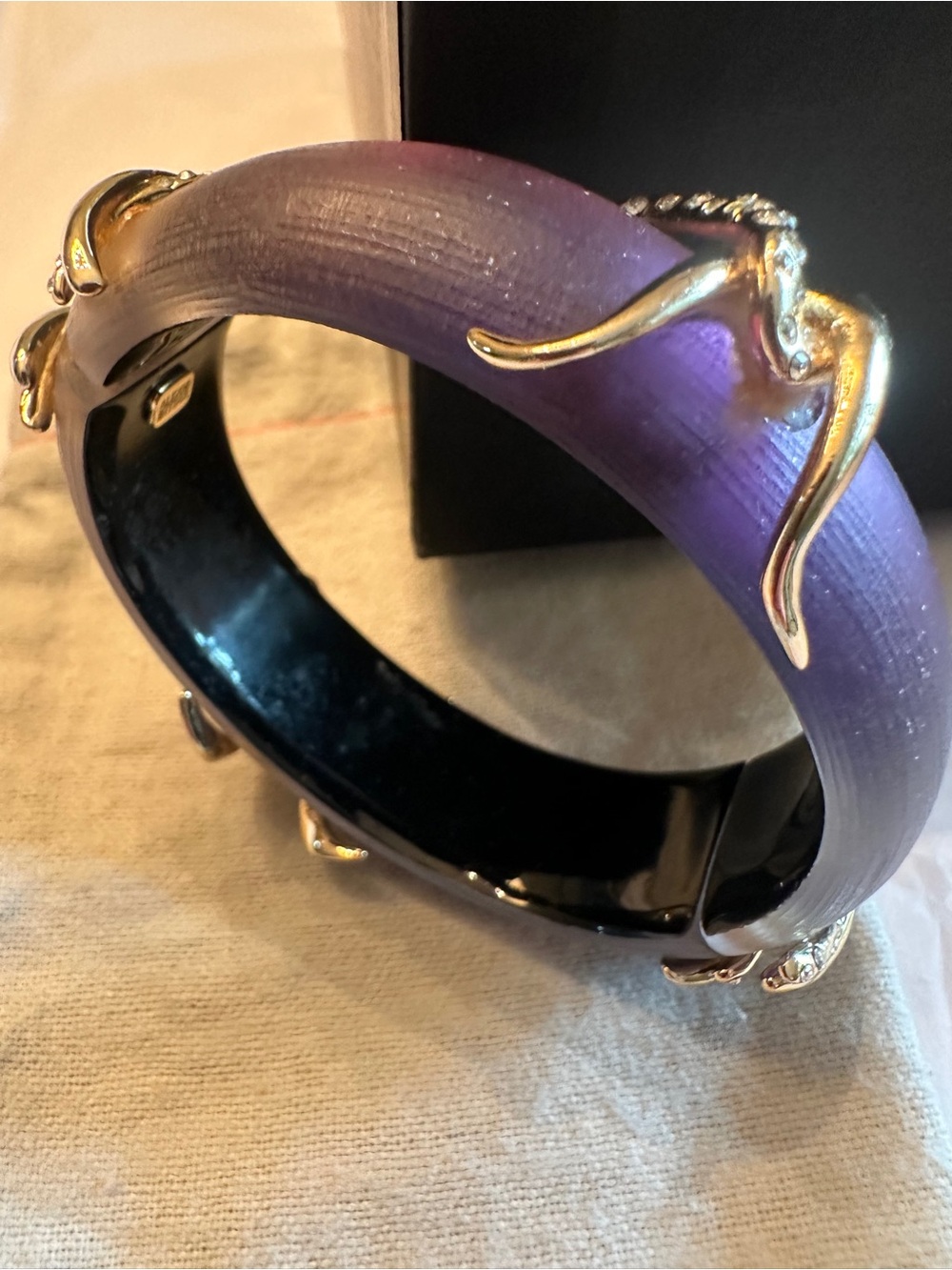 Alexis Bittar Purple Ombre Lucite Bangle with Crystal Snake Wrap - Picture 2 of 3